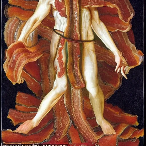 Image similar to the divine revelation of bacon, bacon apotheosis, bacon supreme, grandiose, incredible, magnificient