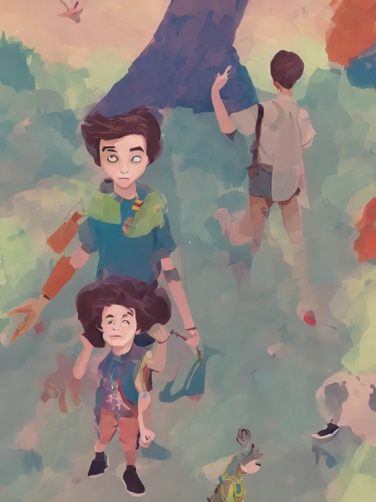 Image similar to non - binary kid by disney concept artists, blunt borders, rule of thirds