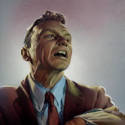 Image similar to a highly detailed epic cinematic concept art CG render digital painting artwork costume design: Frank Sinatra as a 1950s tired disillusioned poet, barefoot, thinking. volumetric lighting. By Greg Rutkowski, in the style of Francis Bacon and Syd Mead and Norman Rockwell and Beksinski, great attention to proper perfect anatomy, highly detailed, painted by Francis Bacon and Edward Hopper, painted by James Gilleard, surrealism, airbrush, Ilya Kuvshinov, WLOP, Stanley Artgerm, very coherent, triadic color scheme, realistic facial expression, art by Takato Yamamoto and James Jean