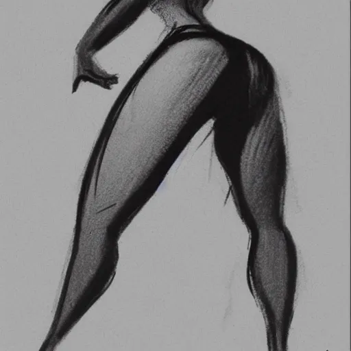 Image similar to milt kahl sketch of thick cuban girl wearing black yoga pants