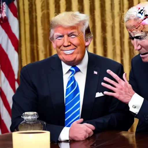 Prompt: comedy movie scene trump and biden boxing, 8 k,