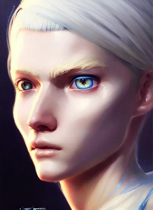 Prompt: a fantasy style portrait painting of shy white female paladin scarred left eye with blonde hair and blue eyes, holy oil painting unreal 5 daz. rpg portrait extremely detailed artgerm greg rutkowski _ greg