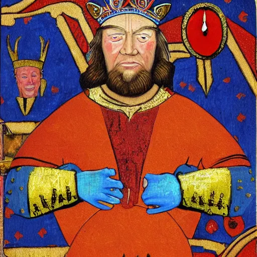 Image similar to king doland trump, medieval painting