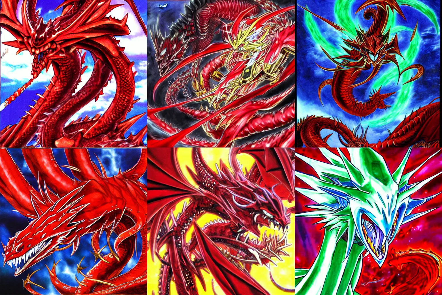 Prompt: Slifer the sky dragon, art by Yoshitaka Amano