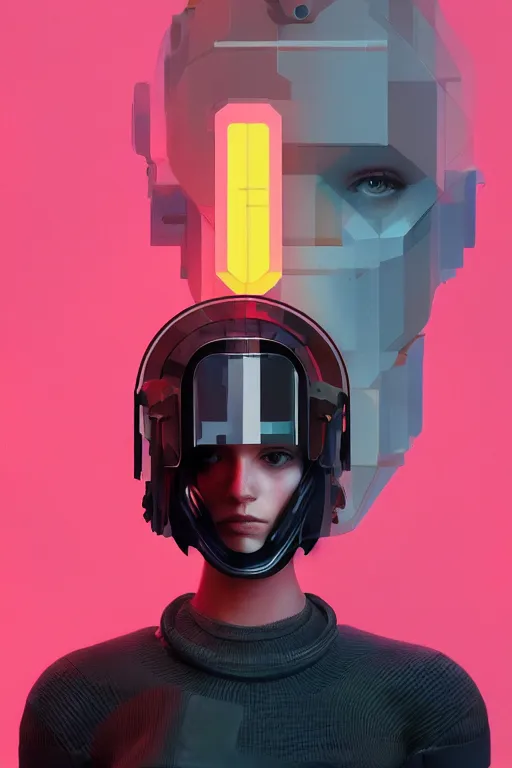 Prompt: full body alyx vance, blade runner 2 0 4 9, scorched earth, cassette futurism, modular synthesizer helmet, the grand budapest hotel, glow, digital art, artstation, pop art, by hsiao - ron cheng