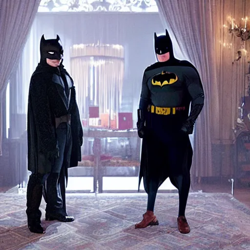 Prompt: still of batman and robin in the great gatsby ( 2 0 1 3 )