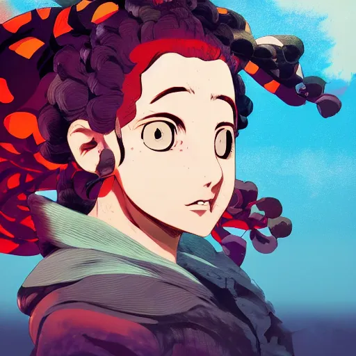 Image similar to tamayo from kimetsu no yaiba, backlighting, golden hour, contrast, detailed, focus, digital painting, concept art, illustration, artstation, art steven stahlberg and goya