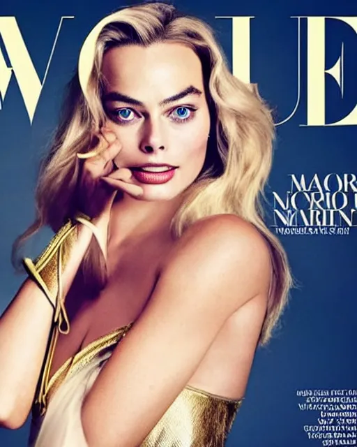 Image similar to margot robbie as wonderwoman, vogue cover photo