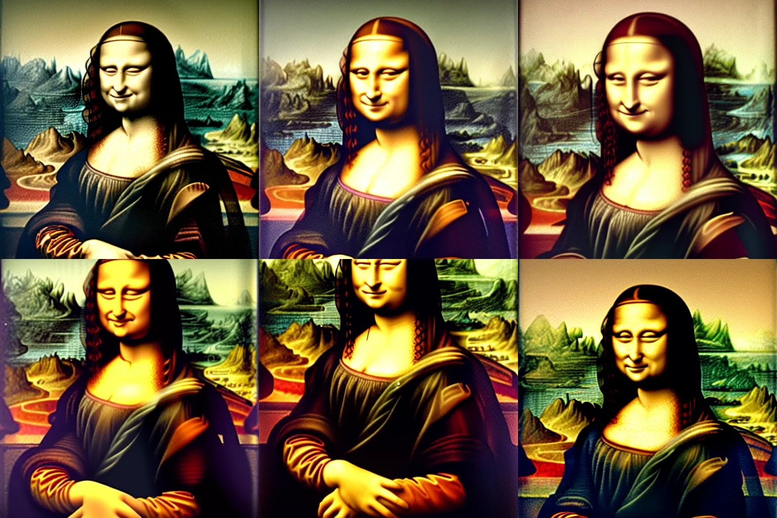 Prompt: Grey Mona Lisa with Candy Corn Horns by Leonardo Da Vinci, Oil Painting