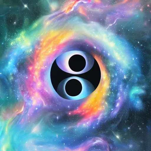 Prompt: a YinYang symbol as a nebula, hyper-detailed oil painting, mystical, magical, implosion, realistic, 4k,