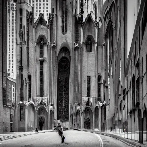 Image similar to exploring the streets of a megalopolis in the style of gothic brutalist architecture