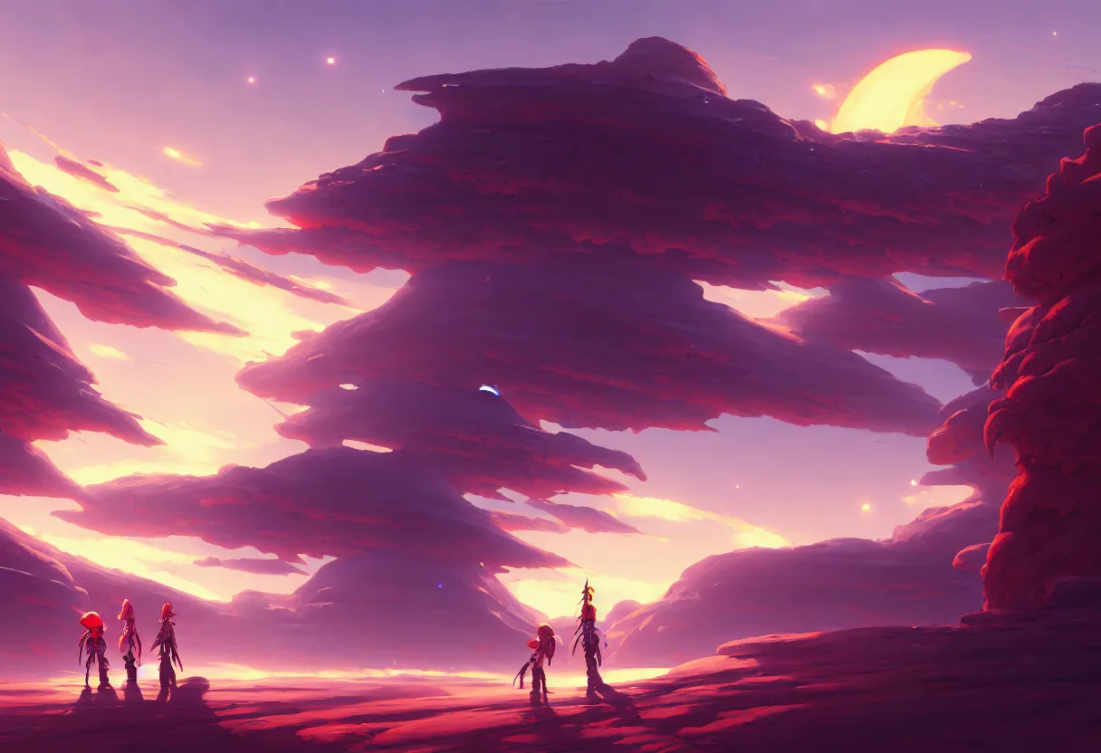 Image similar to arid planet, ntricate oil painting, high detail illustration, sharp high detail, manga and anime 1 9 9 9, official fanart behance hd artstation by jesper ejsing and makoto shinkai, 4 k