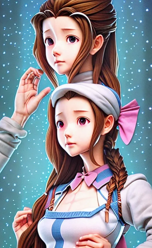 Image similar to aerith gainsborough as a character in the movie fargo. beautiful shadowing, 3 d shadowing, reflective surfaces, illustrated completely, 8 k beautifully detailed pencil illustration, extremely hyper - detailed pencil illustration, intricate, epic composition, very very kawaii, masterpiece, bold complimentary colors. stunning masterfully illustrated by artgerm and range murata.