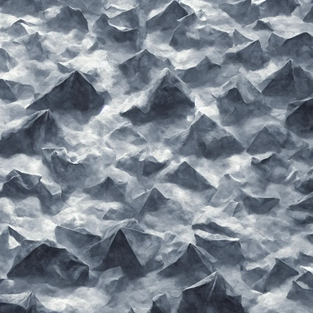 Image similar to photo of a origami rocky hill, in the middle of a origami storm. realistic origami clouds. impressive, majestic, very atmospheric, cinematic, stunning, masterpiece, romantic, trending in artstation, very detailed. 4 k