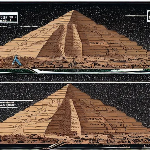 Prompt: gigantic colossal tortoise in the desert built around and into pyramid ziggurat highly detailed concept art schematic, Laurie Greasley