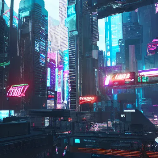 Cyberpunk City, AAA Game, RTX On, RTX 3080ti, 3D Render | Stable Diffusion