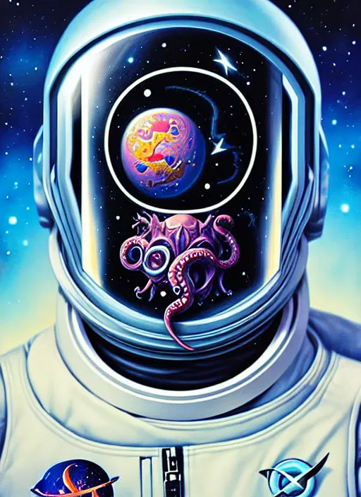 Image similar to cosmic lovecraft astronaut portrait, pixar style, by tristan eaton stanley artgerm and tom bagshaw.