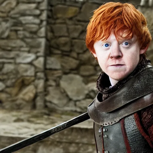 Prompt: rupert grint as ron weasley in game of thrones