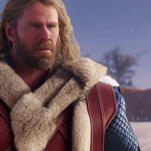 Prompt: Film still of Thor, from Red Dead Redemption 2 (2018 video game)