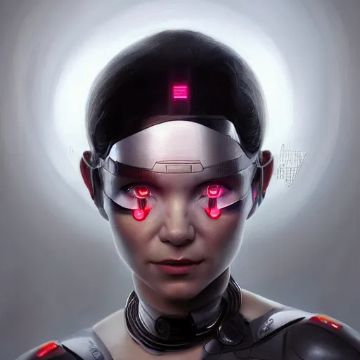 Image similar to cyborg bjork, portrait, highly detailed, digital painting, trending on artstation, concept art, sharp focus, illustration, art by artgerm and greg rutkowski and magali villeneuv