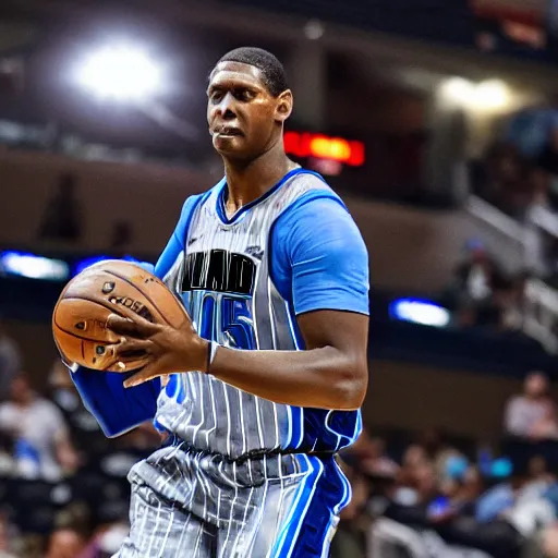 Image similar to an extremely spooky monstrous Orlando Magic basketball player