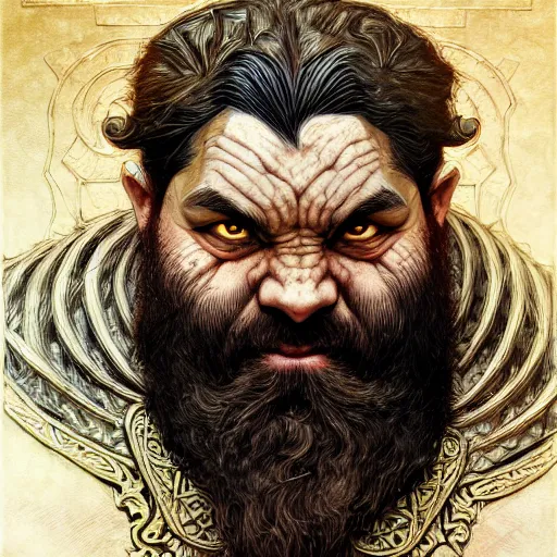 Image similar to portrait painting of a dwarven berserker, sharp focus, high symmetry, award - winning, trending on artstation, masterpiece, highly detailed, intricate. art by rebecca guay