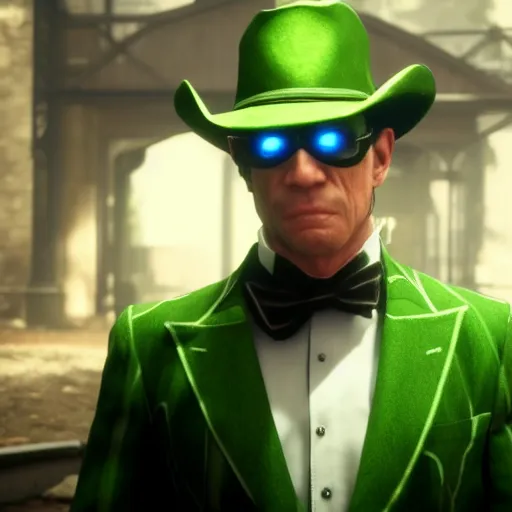 Image similar to Film still of The Riddler, from Red Dead Redemption 2 (2018 video game)