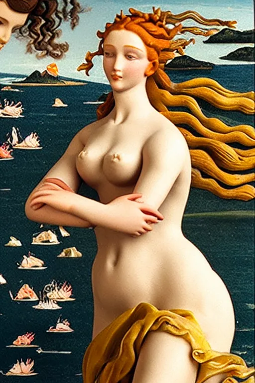 Image similar to beautiful portrait of a woman, the birth of venus collectable toy action figure