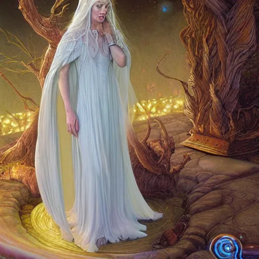 Image similar to ethereal majestic beauty white dress lady Galadriel the elven seer by Mark Brooks, Donato Giancola, Victor Nizovtsev, Scarlett Hooft, Graafland, Chris Moore