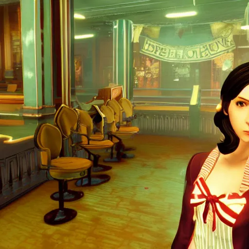 Prompt: screenshot from bioshock infinite, hatsune miku