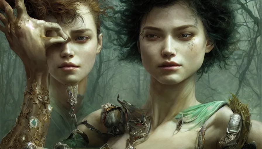 Image similar to epic masterpiece ignorance, drama, sweaty skin, hyperrealistic, octane render, cinematic, beautiful face and flawless skin, perfect hands, 5 fingers, emerald by Edgar Maxence and Ross Tran and Michael Whelan, Legends of Runeterra