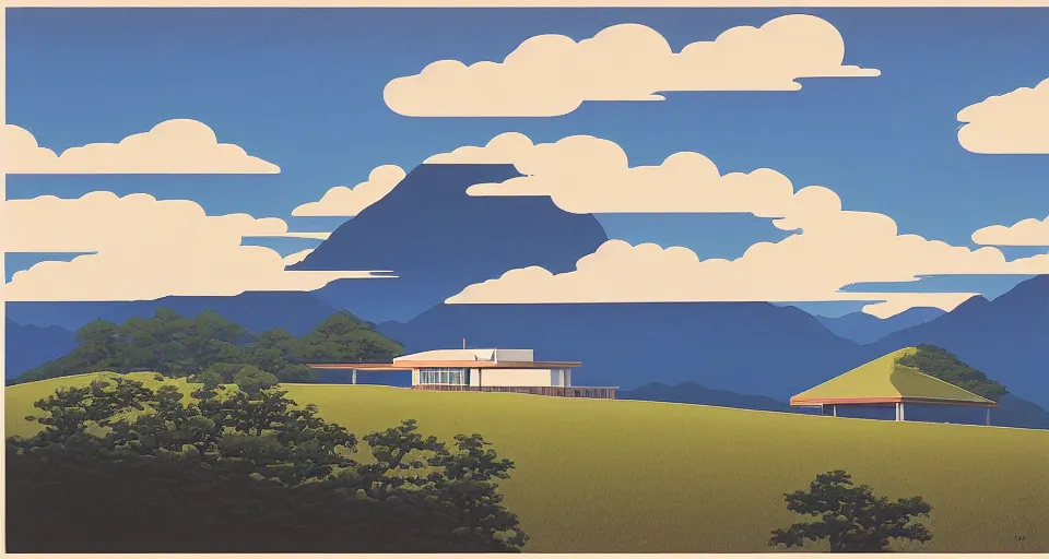 Image similar to mountain house, hiroshi nagai