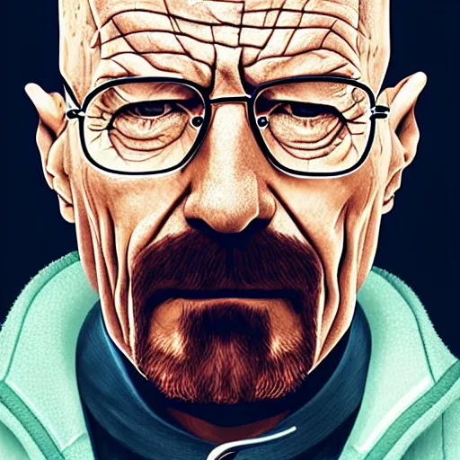 Image similar to a detailed portrait of walter white vaping, art illustration, incredibly highly detailed and realistic, 8 k, sharp focus
