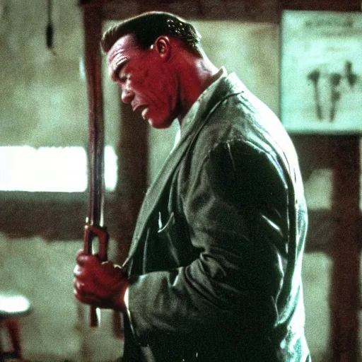 Image similar to cinematic still of arnold schwarzenegger in the green mile ( 1 9 9 9 ), blueray