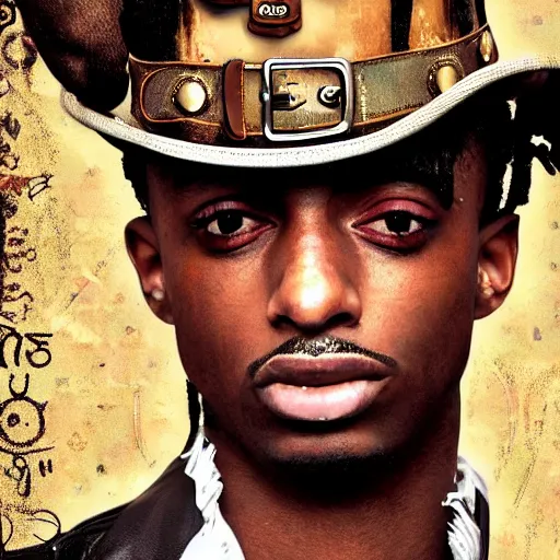 Image similar to playboi carti in steampunk style digital art 4 k the detailed super realistic