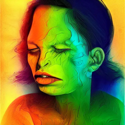 Prompt: the contours of a scream in the shadows, portrait, digital art, vibrant colors