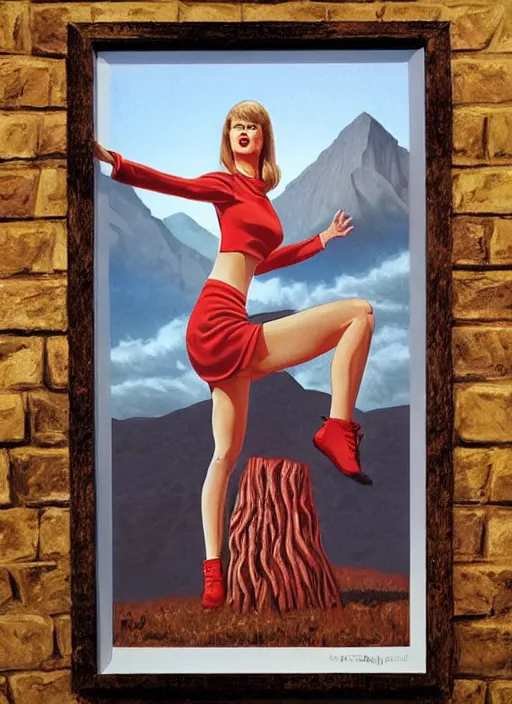 Image similar to portrait of talyor swift cheerleader, twin peaks poster art, from scene from twin peaks, by michael whelan, jeffrey catherine jones, artgerm, retro, nostalgic, old fashioned