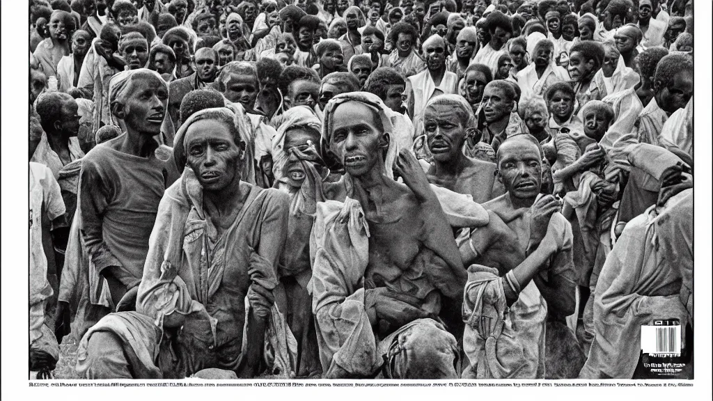 Image similar to 1 9 8 4 ethiopian famine, in the cover of new york times, 8 k