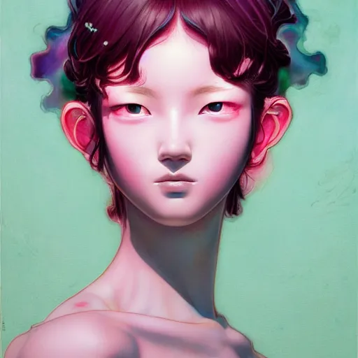 Image similar to prompt : pink portrait soft light painted by james jean and katsuhiro otomo and erik jones, inspired by evangeleon anime, smooth face feature, intricate oil painting, high detail illustration, sharp high detail, manga and anime 1 9 9 0