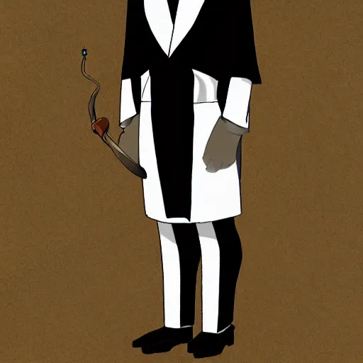 Image similar to d & d style full body portrait, tabaxi male in tux.