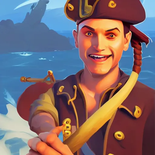 Image similar to painting jack the pirate on sea of thieves game avatar hero smooth face median photoshop filter cutout vector behance hd by jesper ejsing, by rhads, makoto shinkai and lois van baarle, ilya kuvshinov, rossdraws, illustration, art by ilya kuvshinov and gustav klimt