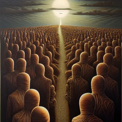 Image similar to in a dream, are all the characters really you? by jeffrey smith, oil on canvas