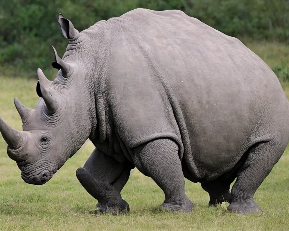 Image similar to A mix between a rhino and a walrus