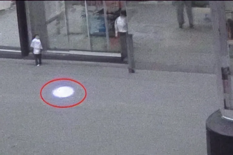 Prompt: cctv footage of a ghost caught on camera with a red circle, low quality 2 4 0 p, trending on facebook