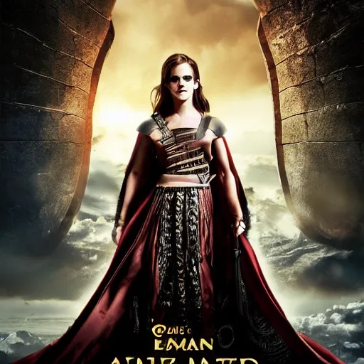 Prompt: emma watson as king leonid from the 3 0 0 spartans, movie poster. symmetry, awesome exposition, very detailed, highly accurate, professional lighting diffracted lightrays, 8 k, sense of awe