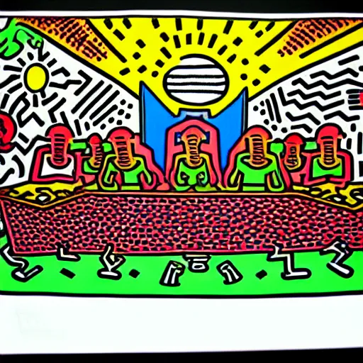 Image similar to The last supper, by Keith Haring