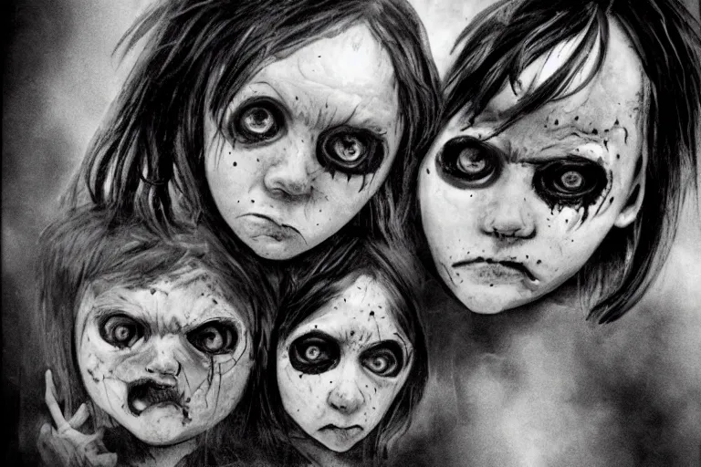 Image similar to black eyed kids, creepy, demonic