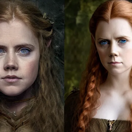 Prompt: a portrait of an elvish young girl, looking like Amy Adams , wild hairstyle, 8k, beautiful