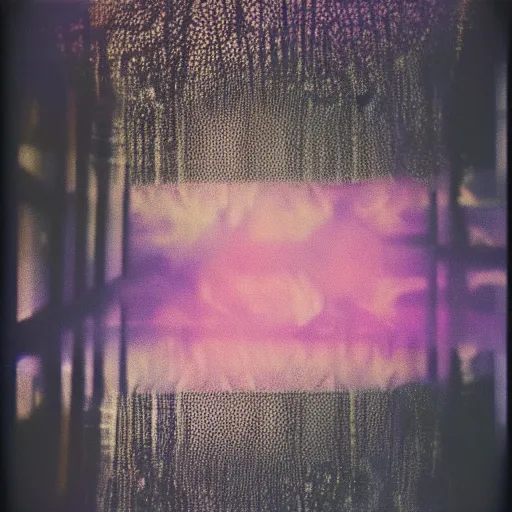 Image similar to polaroid of a dream, reflection, double exposure, glitch, gradient