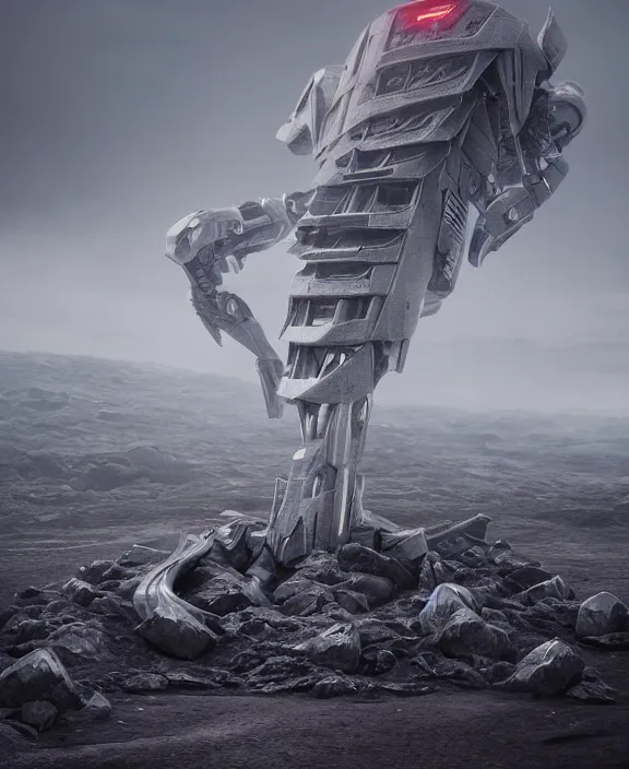 Image similar to surreal covenant deformation mecha tower, futuristic berserk white architecture in the beach in iceland, foggy, highly detailed, digital painting, arstation, concept art, hyperealistic octane render, unreal engine,